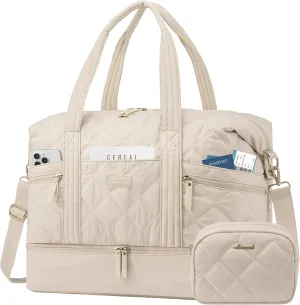 LOVEVOOK Travel Duffle Bag, Lightweight Weekender Bags for Women with Shoe Compartment, Puffer Gym Bag Personal Item Travel Bag, Quilted Carry On Overnight Bags and Hospital Bag for Labor and Delivery