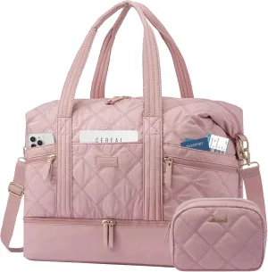 LOVEVOOK Travel Duffle Bag, Lightweight Weekender Bags for Women with Shoe Compartment, Puffer Gym Bag Personal Item Travel Bag, Quilted Carry On Overnight Bags and Hospital Bag for Labor and Delivery