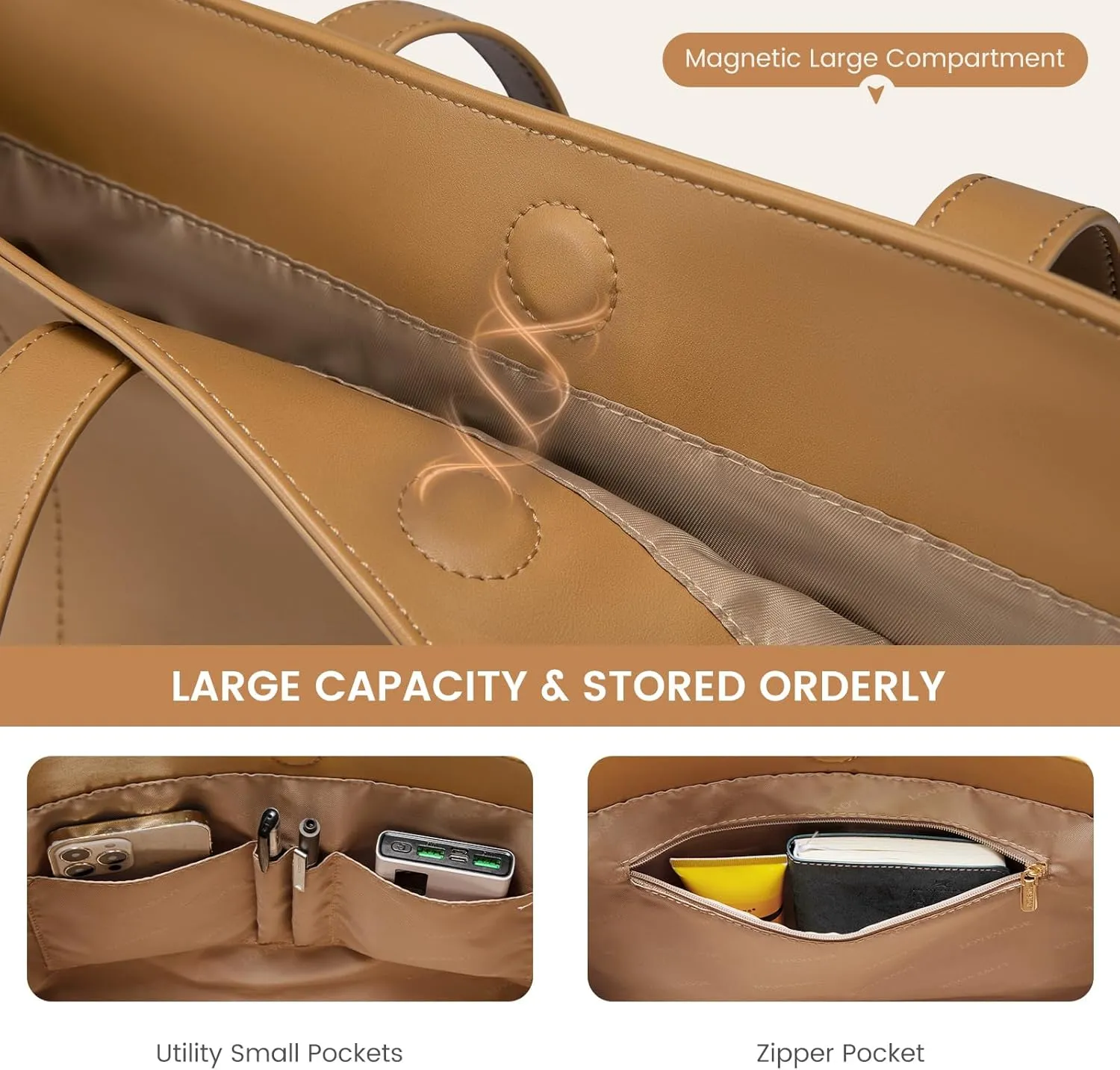 LOVEVOOK Vegan Leather Tote Bag for Women Top Handle Purses and Handbags Casual Work Tote Travel Shoulder Bag for Ladies