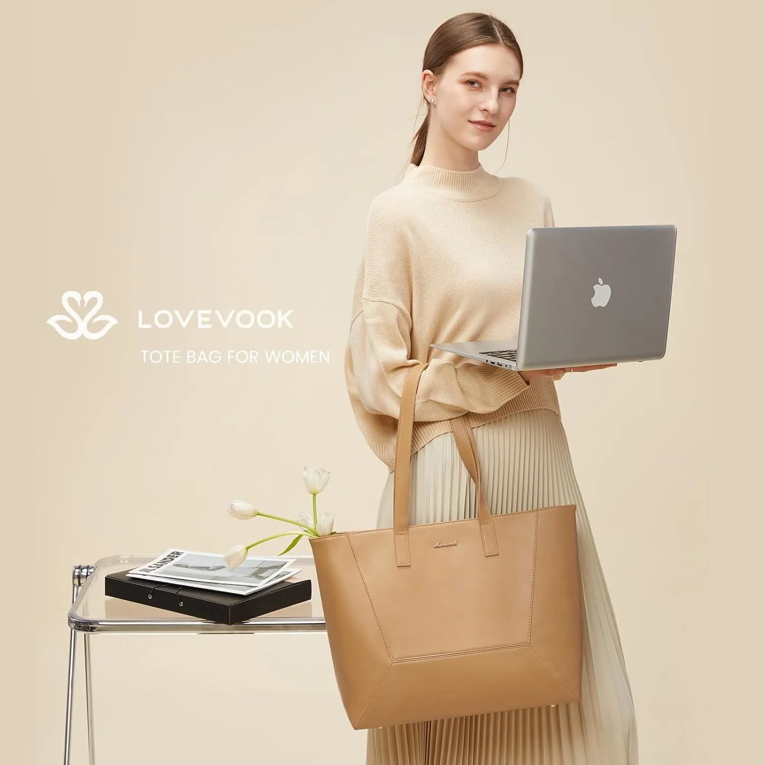 LOVEVOOK Vegan Leather Tote Bag for Women Top Handle Purses and Handbags Casual Work Tote Travel Shoulder Bag for Ladies