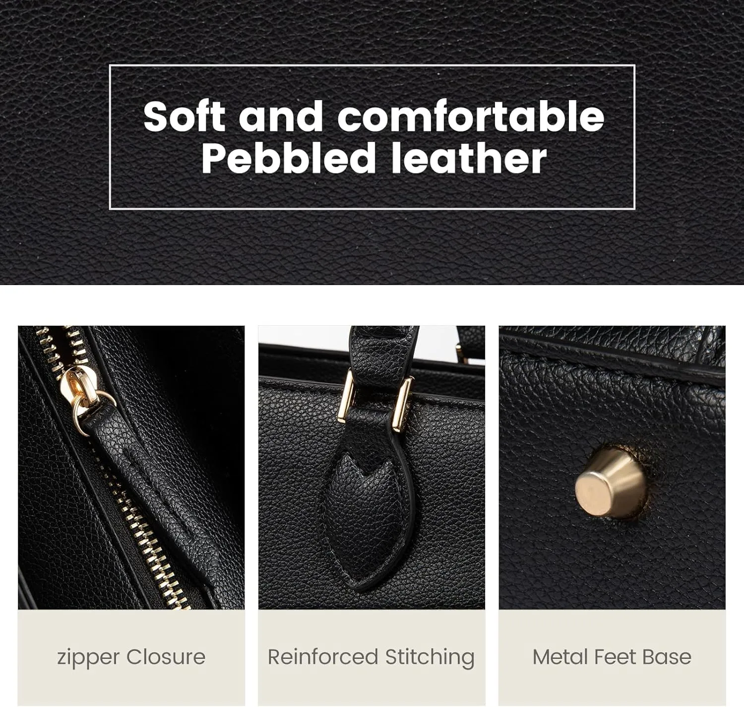 LOVEVOOK Womens Purses and Handbags, Pebbled Leather Black Purses for women Crossbody Handbags Satchel Bag