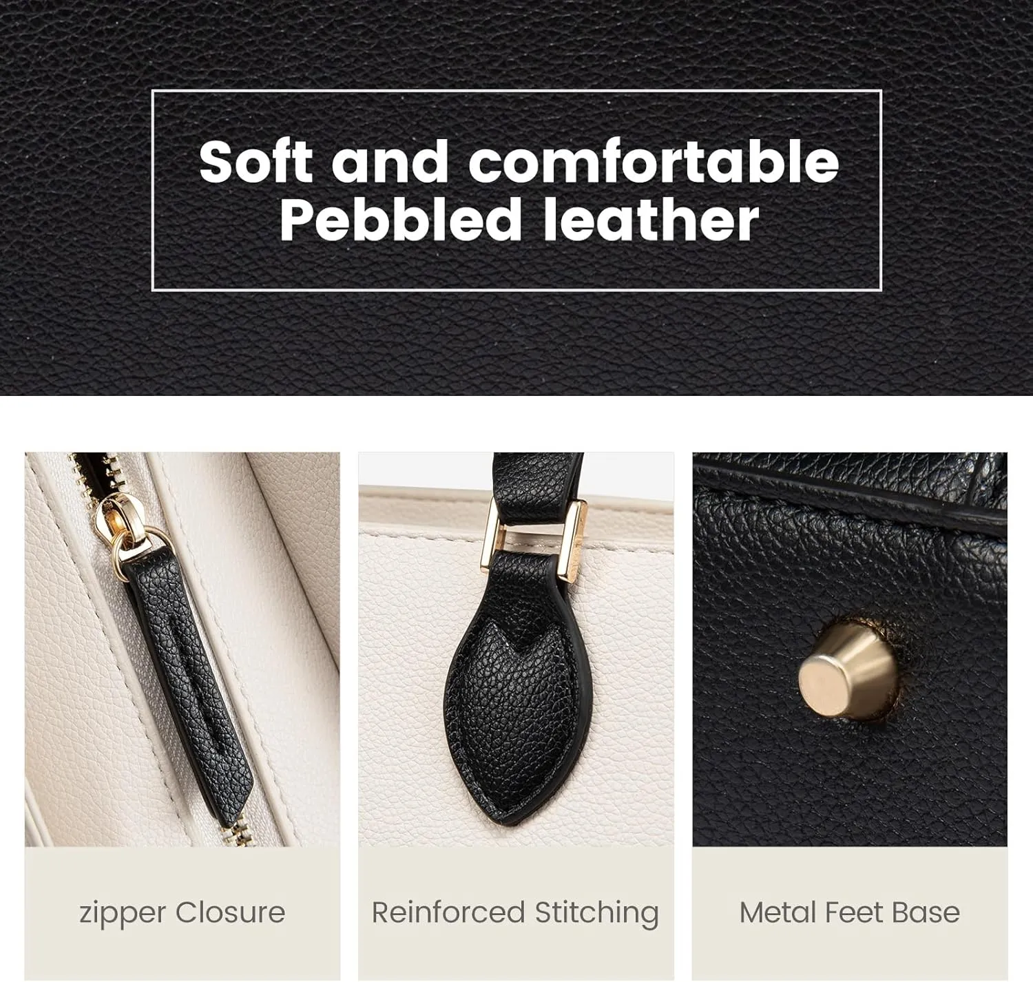 LOVEVOOK Womens Purses and Handbags, Pebbled Leather Black Purses for women Crossbody Handbags Satchel Bag