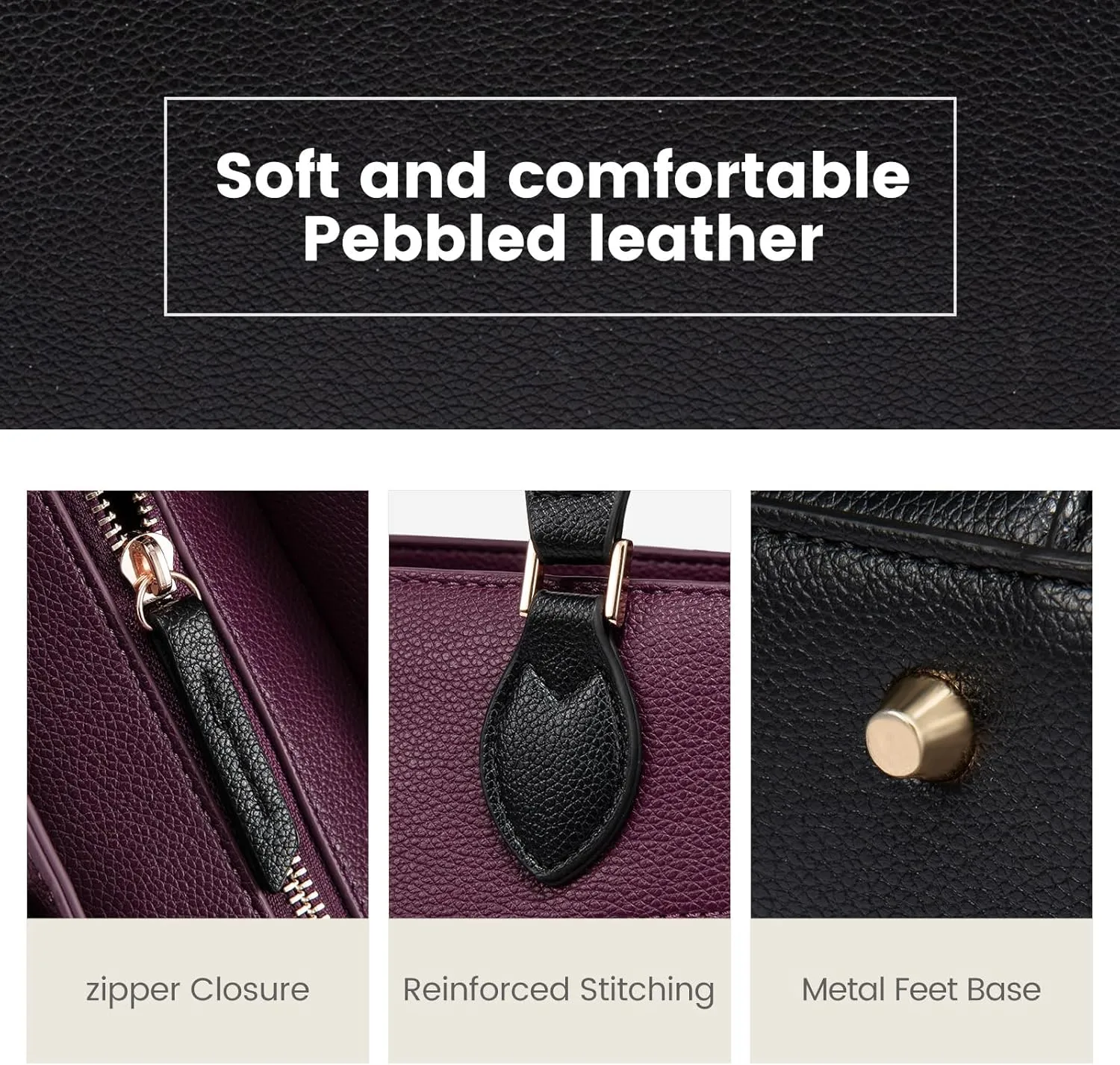 LOVEVOOK Womens Purses and Handbags, Pebbled Leather Black Purses for women Crossbody Handbags Satchel Bag