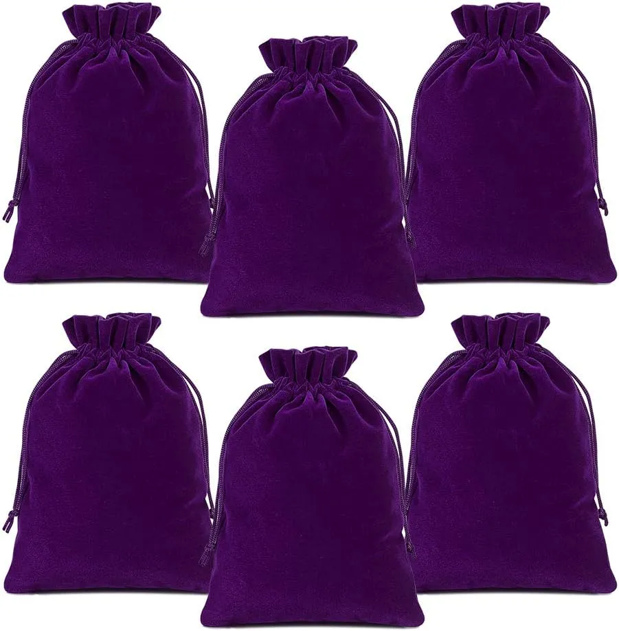 Lucky Monet 25/50/100PCS Velvet Drawstring Bags Jewelry Pouches for Christmas Birthday Party Wedding Favors Gift Candy Headphones Art and DIY Craft (100Pcs, Purple, 5” x 7”)