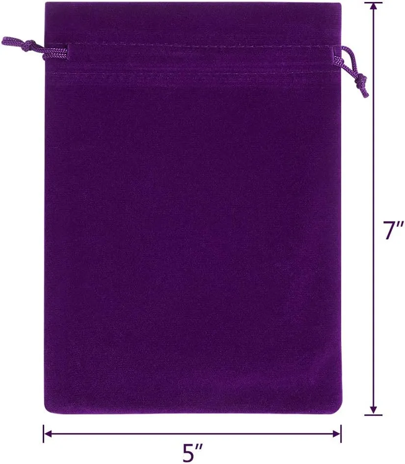Lucky Monet 25/50/100PCS Velvet Drawstring Bags Jewelry Pouches for Christmas Birthday Party Wedding Favors Gift Candy Headphones Art and DIY Craft (100Pcs, Purple, 5” x 7”)
