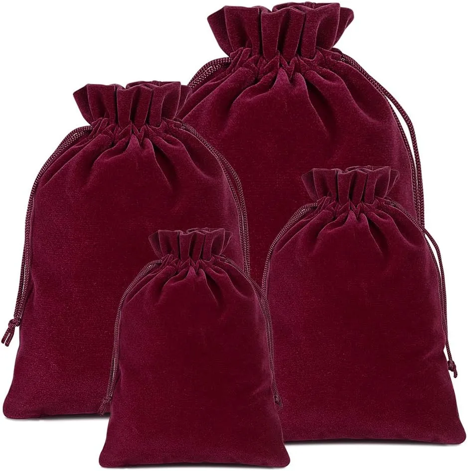 Lucky Monet 25/50/100PCS Velvet Drawstring Bags Jewelry Pouches for Christmas Birthday Party Wedding Favors Gift Candy Headphones Art and DIY Craft (100Pcs, Wine Red, 2.8” x 3.5”)