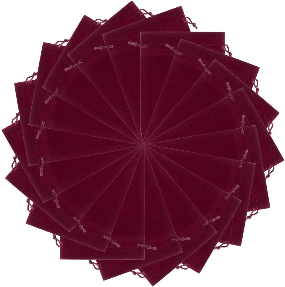 Lucky Monet 25/50/100PCS Velvet Drawstring Bags Jewelry Pouches for Christmas Birthday Party Wedding Favors Gift Candy Headphones Art and DIY Craft (100Pcs, Wine Red, 2.8” x 3.5”)