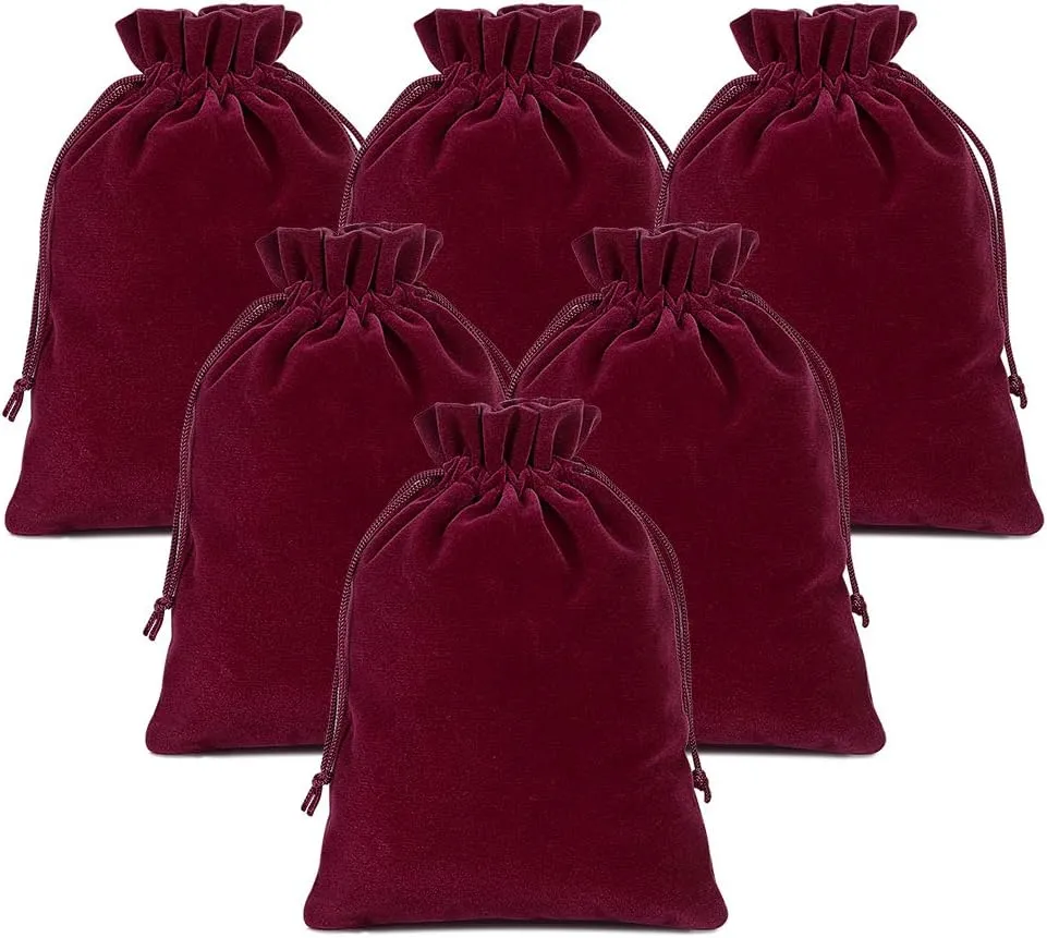 Lucky Monet 25/50/100PCS Velvet Drawstring Bags Jewelry Pouches for Christmas Birthday Party Wedding Favors Gift Candy Headphones Art and DIY Craft (100Pcs, Wine Red, 2.8” x 3.5”)