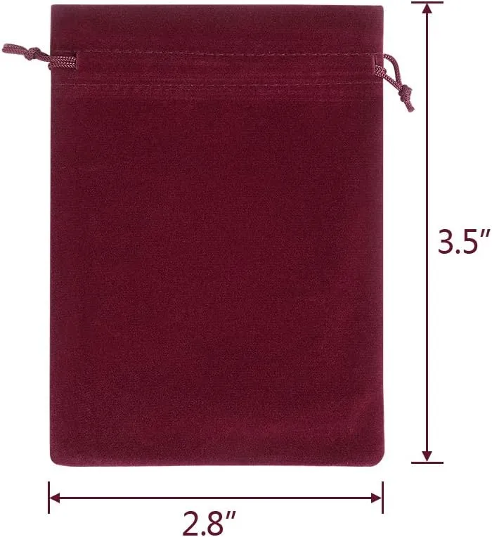Lucky Monet 25/50/100PCS Velvet Drawstring Bags Jewelry Pouches for Christmas Birthday Party Wedding Favors Gift Candy Headphones Art and DIY Craft (100Pcs, Wine Red, 2.8” x 3.5”)