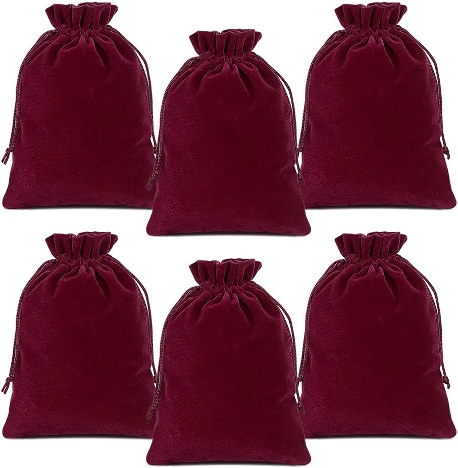 Lucky Monet 25/50/100PCS Velvet Drawstring Bags Jewelry Pouches for Christmas Birthday Party Wedding Favors Gift Candy Headphones Art and DIY Craft (100Pcs, Wine Red, 2.8” x 3.5”)