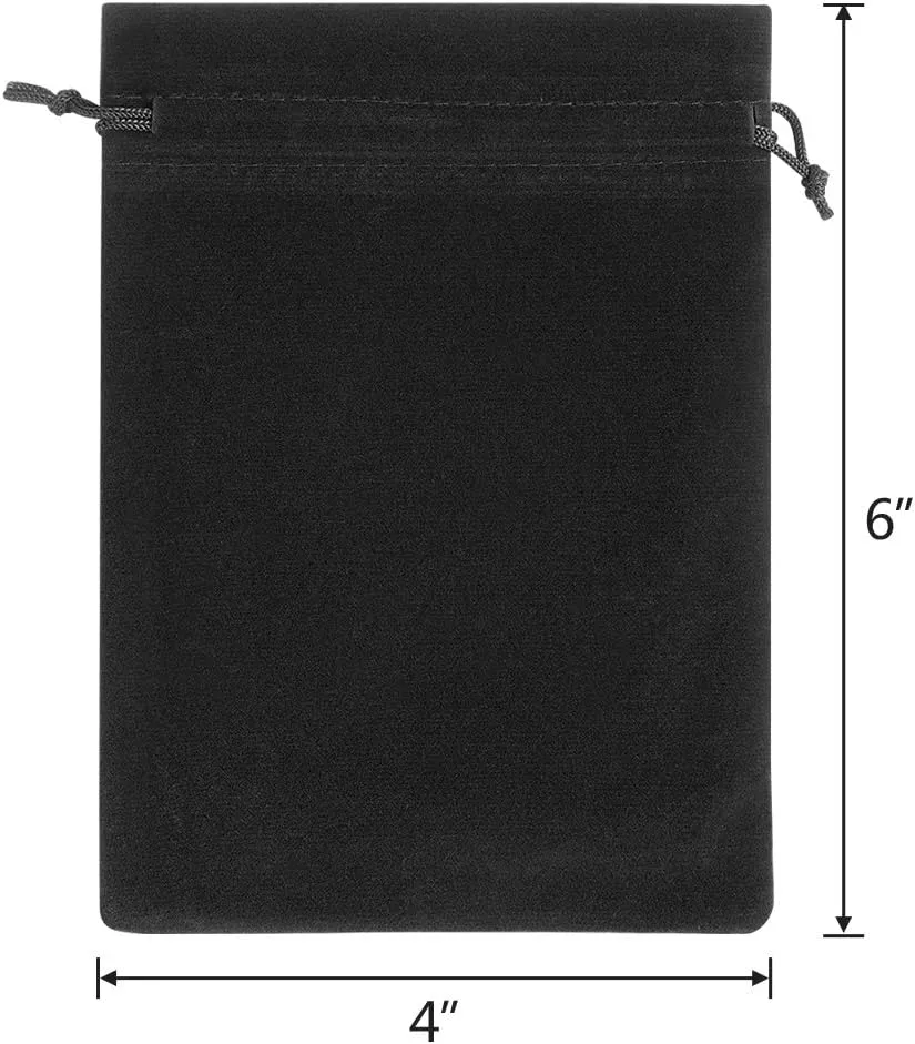 Lucky Monet 25/50/100PCS Velvet Drawstring Bags Jewelry Pouches for Christmas Birthday Party Wedding Favors Gift Candy Headphones Art and DIY Craft (25Pcs, Black, 4” x 6”)