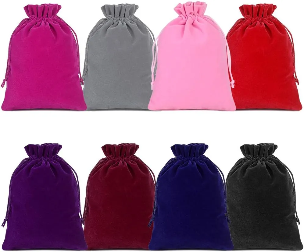 Lucky Monet 25/50/100PCS Velvet Drawstring Bags Jewelry Pouches for Christmas Birthday Party Wedding Favors Gift Candy Headphones Art and DIY Craft (25Pcs, Black, 4” x 6”)