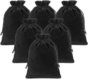 Lucky Monet 25/50/100PCS Velvet Drawstring Bags Jewelry Pouches for Christmas Birthday Party Wedding Favors Gift Candy Headphones Art and DIY Craft (25Pcs, Black, 4” x 6”)