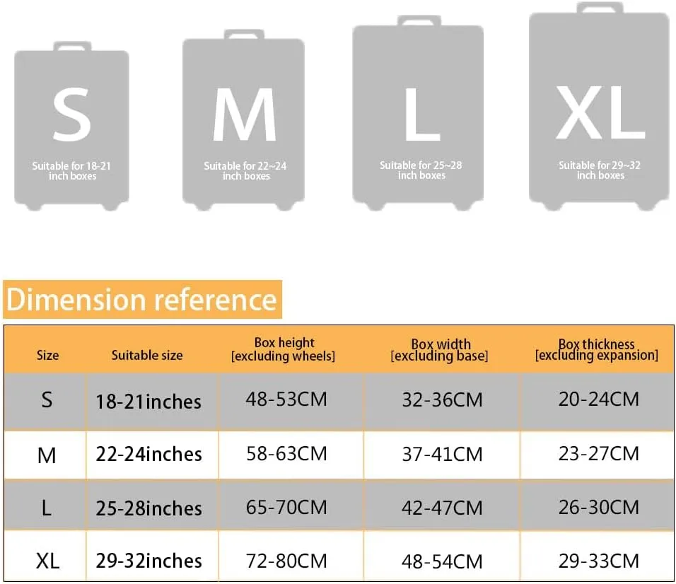 Luggage Cover, Travel Bags Protector with Zippered Bottom Easy to Install Lightweight Suitcase Covers Easy to Install with Zippered for Travel Airplane Print