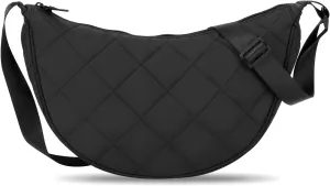 Lushandy Quilted Crossbody Bag for Women - Puffer Hobo Puffy Luna Large Nylon Crescent Half Moon