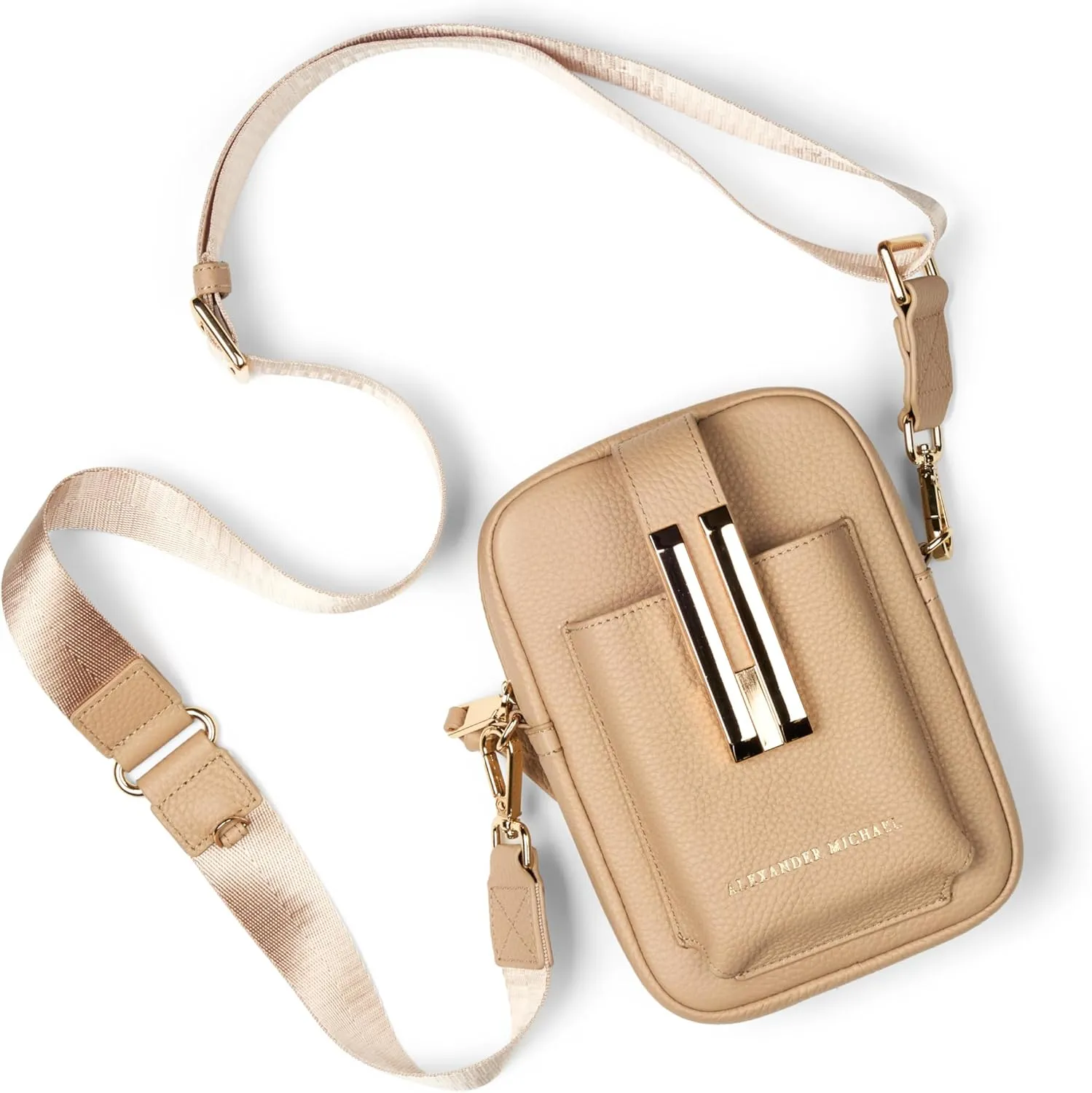Luxe Luna Crossbody Bag with Adjustable Strap – Premium Pebbled Leather, Gold-Tone Hardware, Easy Cell Phone Access