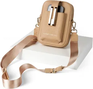 Luxe Luna Crossbody Bag with Adjustable Strap – Premium Pebbled Leather, Gold-Tone Hardware, Easy Cell Phone Access