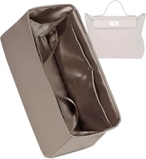 Luxury Silk Purse Organizer for Hermes 2424 Mini/29/35, Etoupe Grey