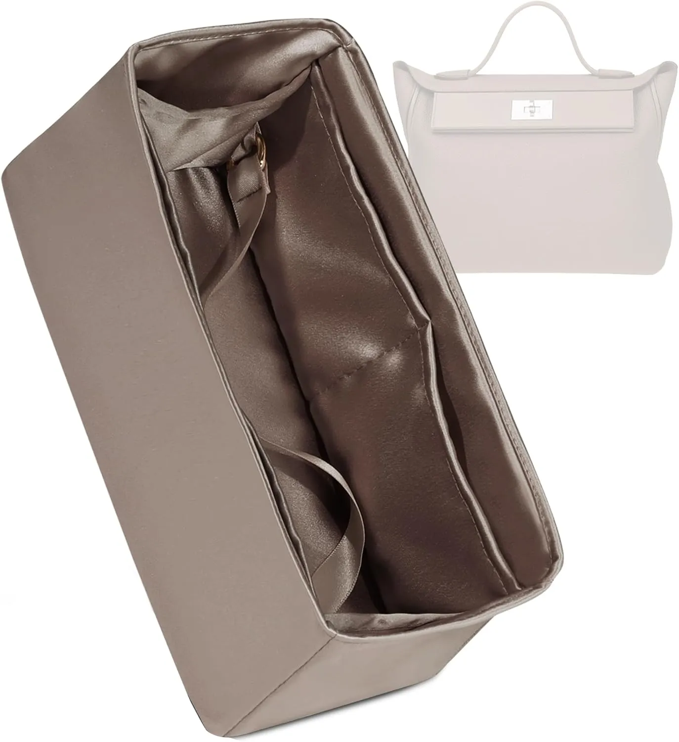 Luxury Silk Purse Organizer for Hermes 2424 Mini/29/35, Etoupe Grey