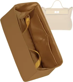 Luxury Silk Purse Organizer for Hermes 2424 Mini/29/35, Insert Bag in Bag, Biscuit