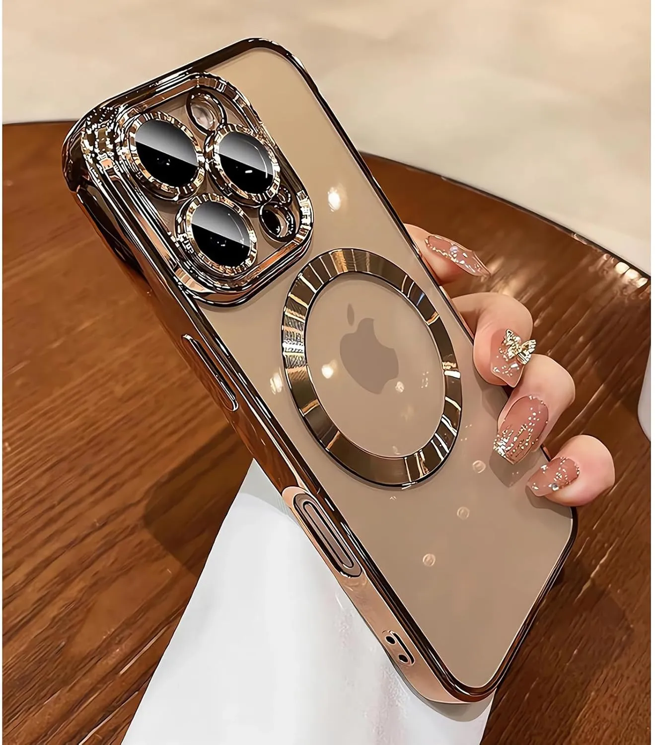 LXK Magnetic Case for iPhone 16 Pro Max 6.9" Compatible with MagSafe, Military-Grade Protection, with Camera Protector, Clear Scratch-Resistant Back Cover for iPhone 16 Pro Max - Gold