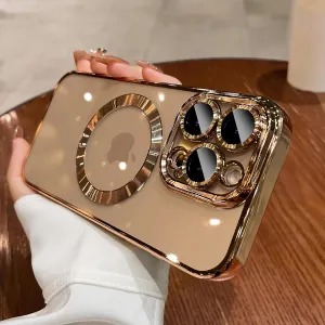 LXK Magnetic Case for iPhone 16 Pro Max 6.9" Compatible with MagSafe, Military-Grade Protection, with Camera Protector, Clear Scratch-Resistant Back Cover for iPhone 16 Pro Max - Gold