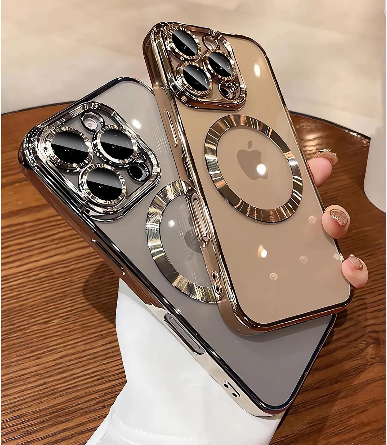 LXK Magnetic Case for iPhone 16 Pro Max 6.9" Compatible with MagSafe, Military-Grade Protection, with Camera Protector, Clear Scratch-Resistant Back Cover for iPhone 16 Pro Max - Gold