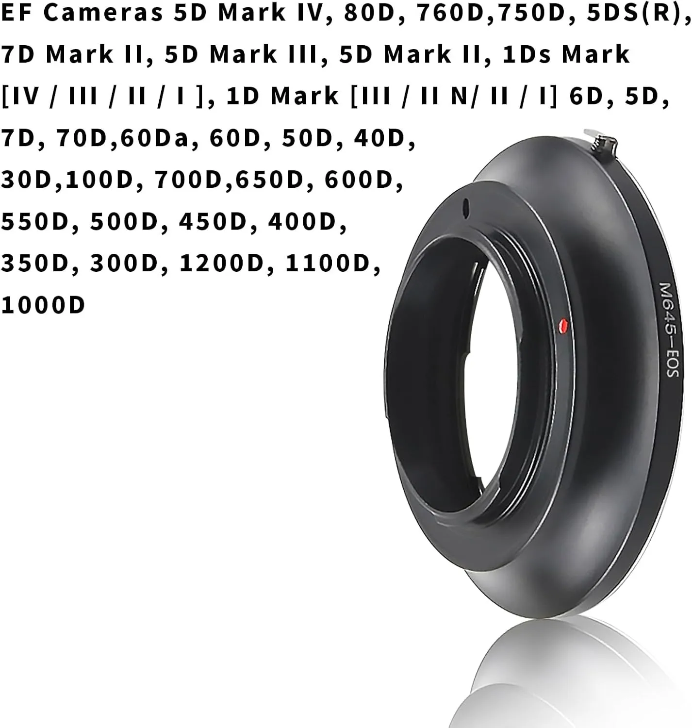 M645 Lens EOS Adapter,Mamiya 645 (M645) Mount Lens to EOS Camera Body,Compatible with EF Cameras 5D Mark IV,80D,760D,750D 6D,5D,7D,70D,60Da,60D,50D,40D,30D,100D,700D,650D 600D,550D,500D 400D