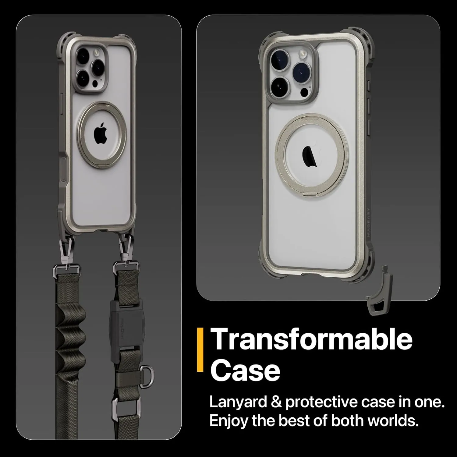 MAGEASY Designed for iPhone 16 Pro Max Case with 360° Stand - [Camera Control Button Coverage] 25ft Ultimate Drop Protection Compatible with MagSafe, Aluminum Frame | Odyssey Ultra M