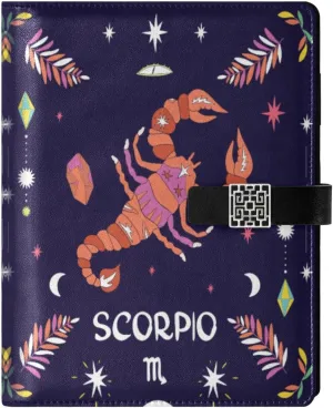Magic Crayfish A5 Binder 6 Ring Refillable PU Leather Notebook Journal with Magnetic Buckle Closure Loose Leaf Travel Office Planner Budget Binder Notepad Portfolio, Zodiac Sign