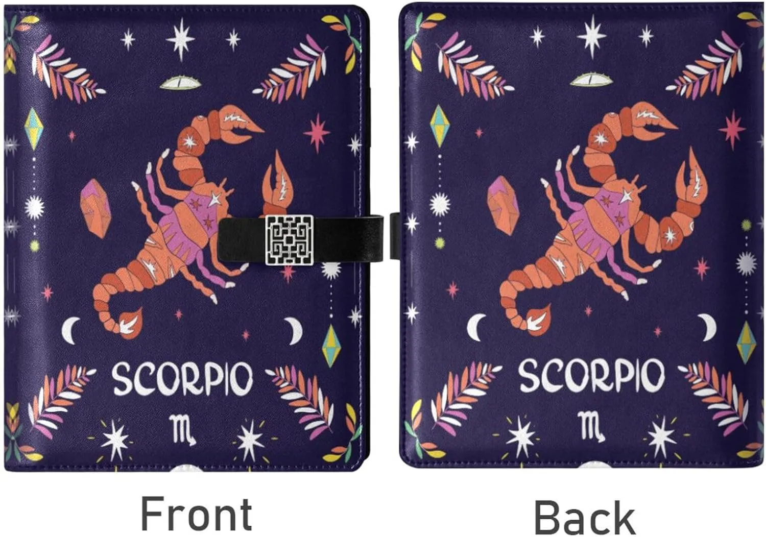 Magic Crayfish A5 Binder 6 Ring Refillable PU Leather Notebook Journal with Magnetic Buckle Closure Loose Leaf Travel Office Planner Budget Binder Notepad Portfolio, Zodiac Sign