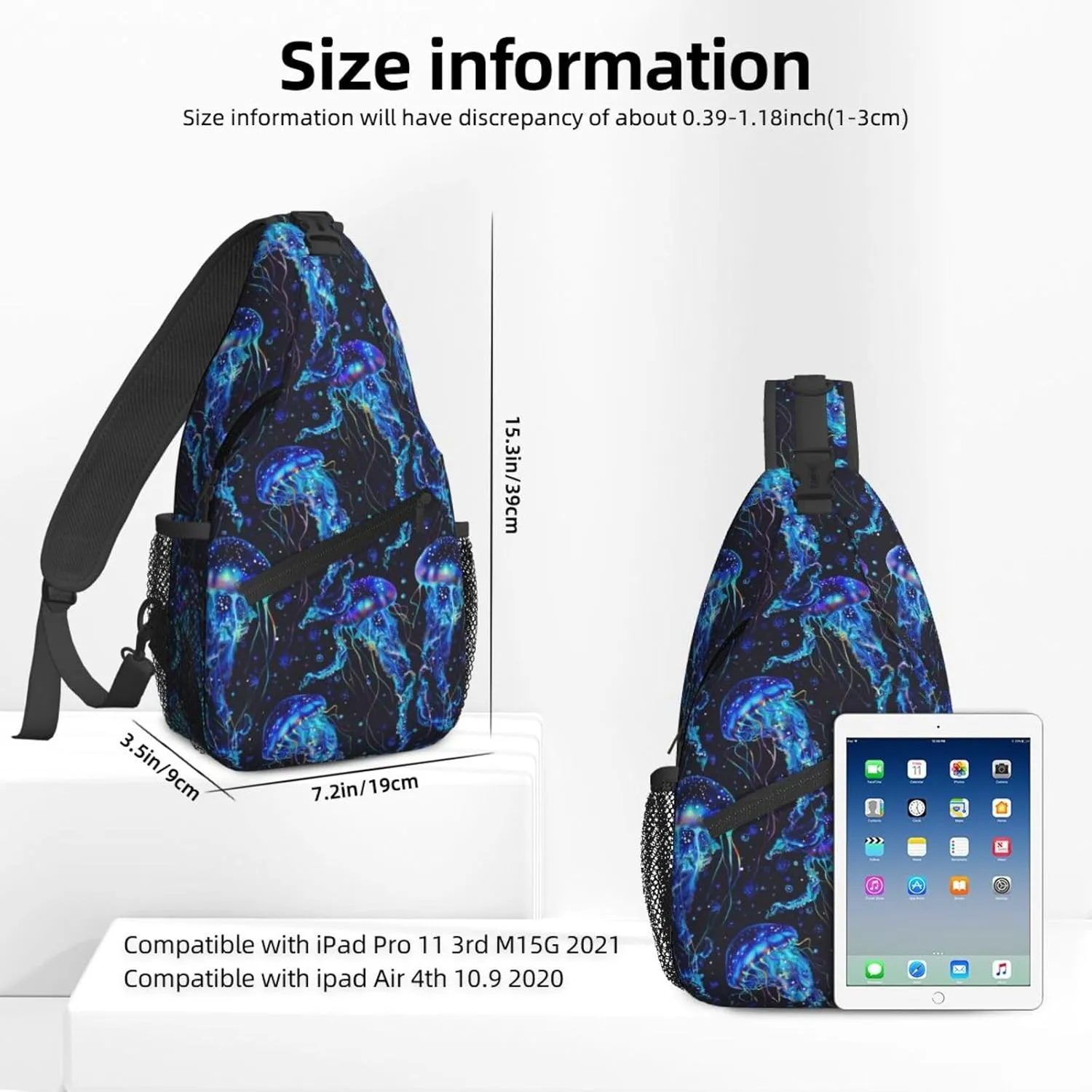 Magical Jellyfish Blue Sling Bag For Women Crossbody Shoulder Bag Casual Daypack Backpacks Men Chest Bag Gym Cycling Travel Hiking