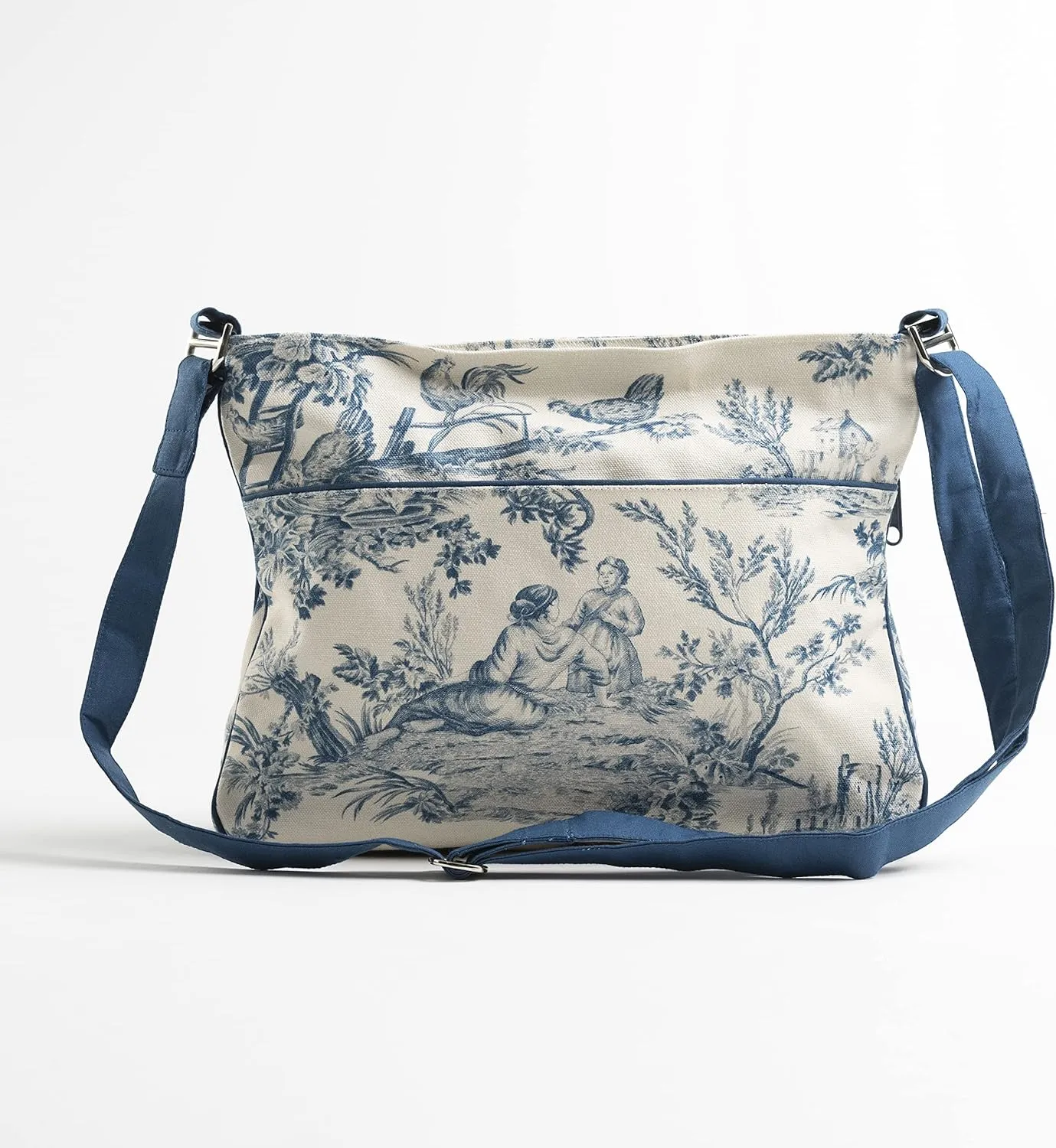Maison d' Hermine Cross Body Bag Cotton Adjustable Shoulder Strap Hand Bag Tote purse with Zippered & Slip Pockets