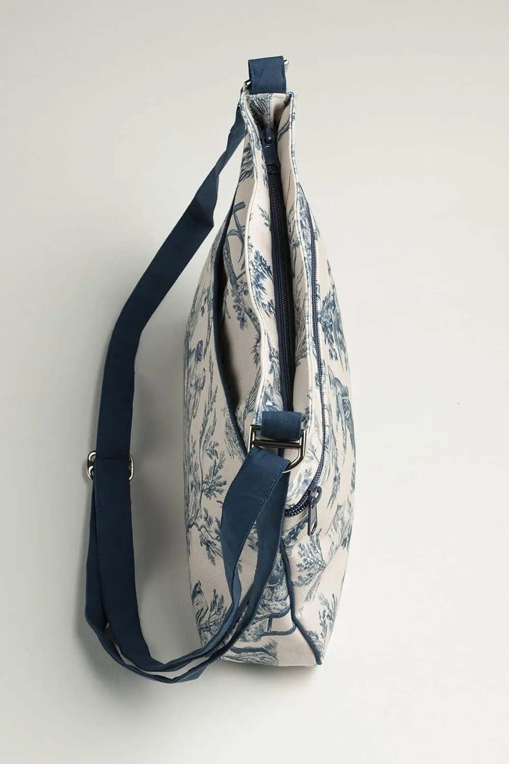 Maison d' Hermine Cross Body Bag Cotton Adjustable Shoulder Strap Hand Bag Tote purse with Zippered & Slip Pockets