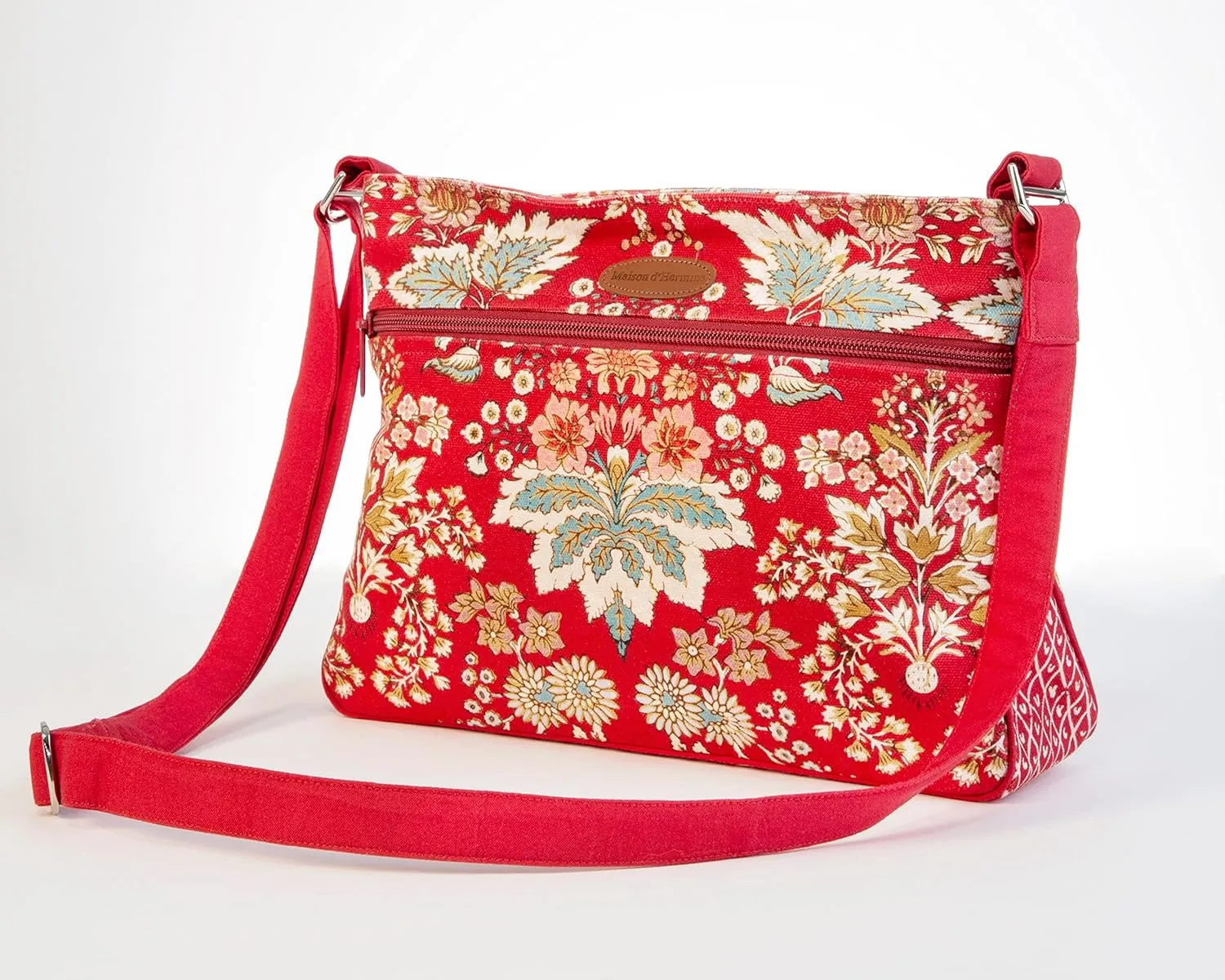 Maison d' Hermine Cross Body Bag Cotton Adjustable Shoulder Strap Hand Bag Tote purse with Zippered & Slip Pockets