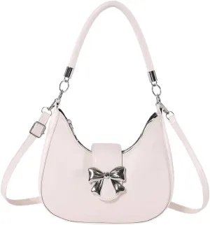 MakeMeChic Women's Shoulder Handbags PU Leather Zipper Bow Crossbody Bags Medium Purses