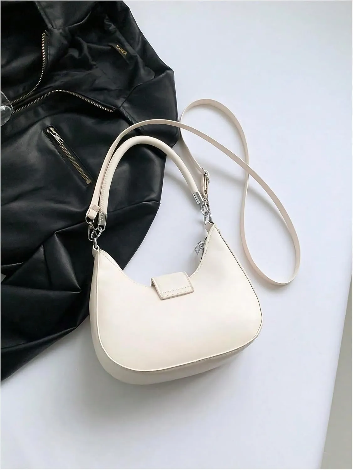 MakeMeChic Women's Shoulder Handbags PU Leather Zipper Bow Crossbody Bags Medium Purses