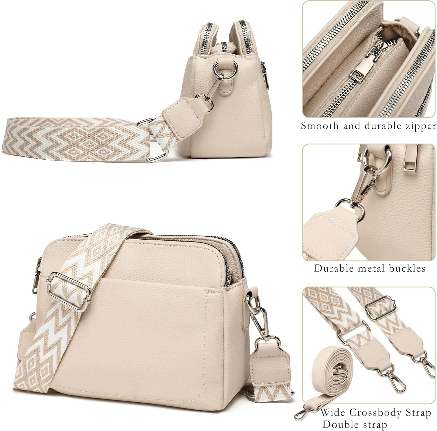 Makukke Crossbody Bags for Women, Vegan Leather Small Shoulder Handbag, Purses for Women with 2 Adjustable Shoulder Strap