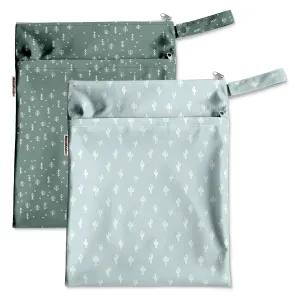 Mama Koala Waterproof Wet Dry Bags for Baby Items, Cloth Diapers, Swimsuits, Travel, Gym Clothes, Beach, Pump Parts, Toiletries, Two Zippered Pockets, 2 Pack (W017)