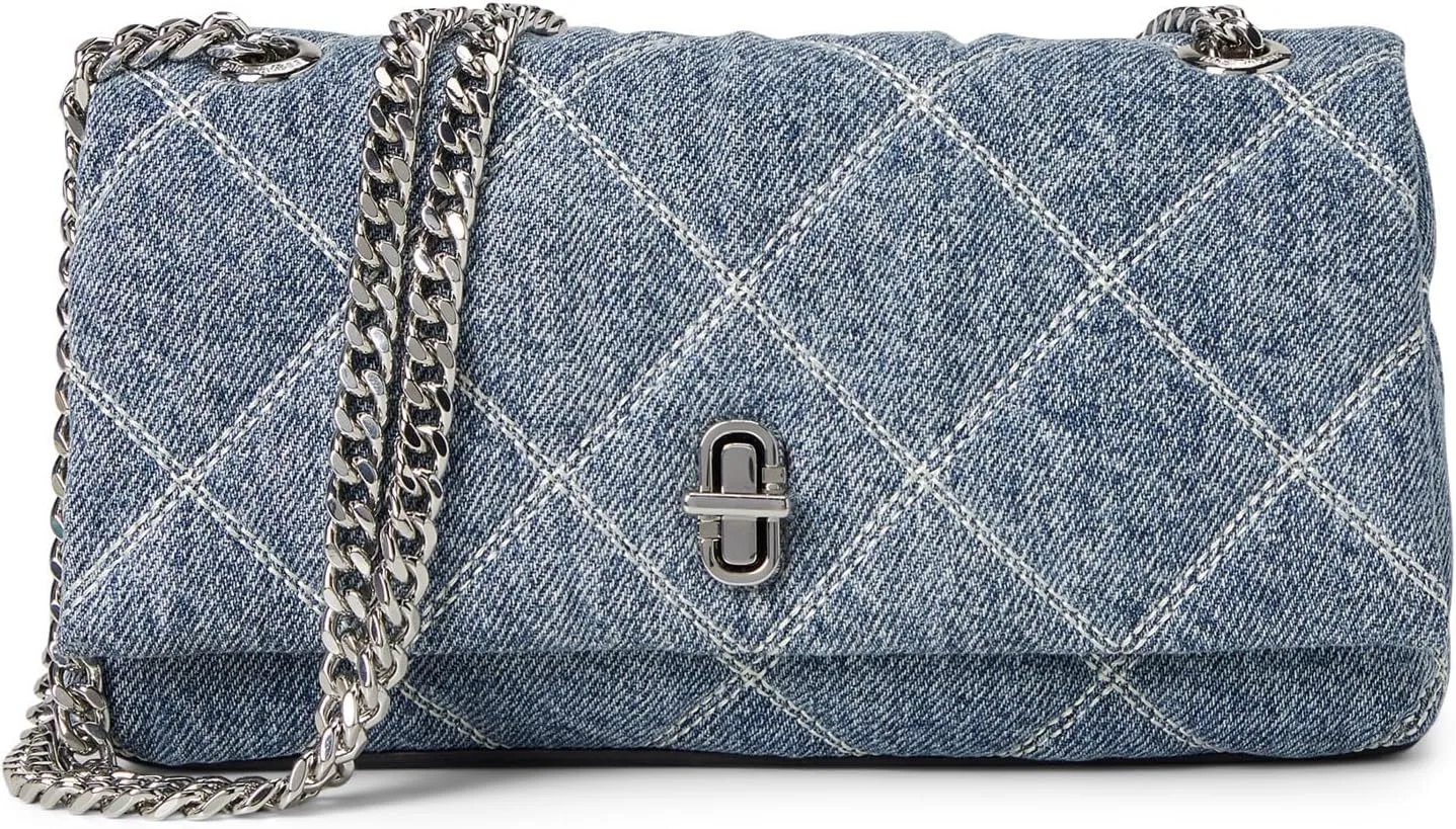 Marc Jacobs The Quilted Denim Dual Chain Mini Bag, Light Wash Indigo