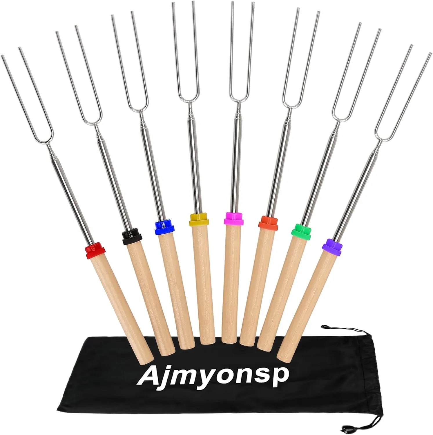 Marshmallow Roasting Sticks - Smores Sticks for Fire Pit Extra Long Extendable Smore Skewers Hot Dog Sticks for Campfire, 32 Inch Telescoping Forks Set of 8Pcs Thanksgiving Christmas Gifts