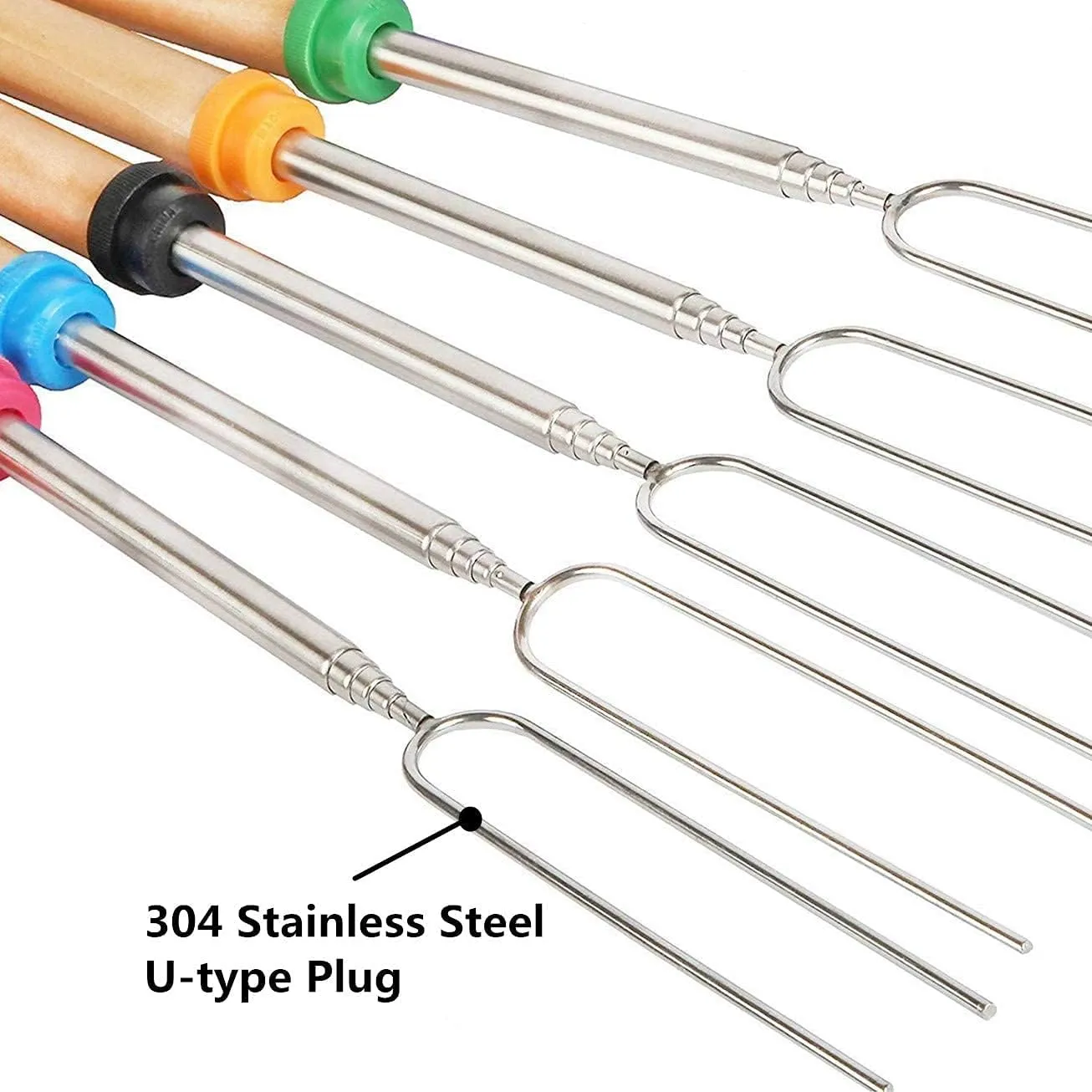 Marshmallow Roasting Sticks - Smores Sticks for Fire Pit Extra Long Extendable Smore Skewers Hot Dog Sticks for Campfire, 32 Inch Telescoping Forks Set of 8Pcs Thanksgiving Christmas Gifts