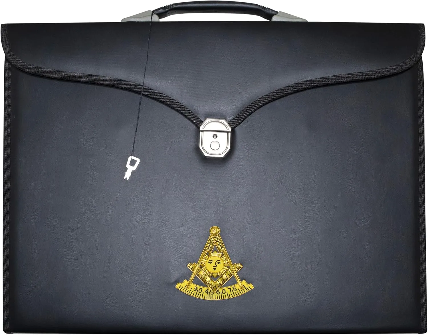 Masonic Apron and Chain Collar Case Black, Past Master Hand Embroidered Emblem | Art Portfolio Carrying Bag