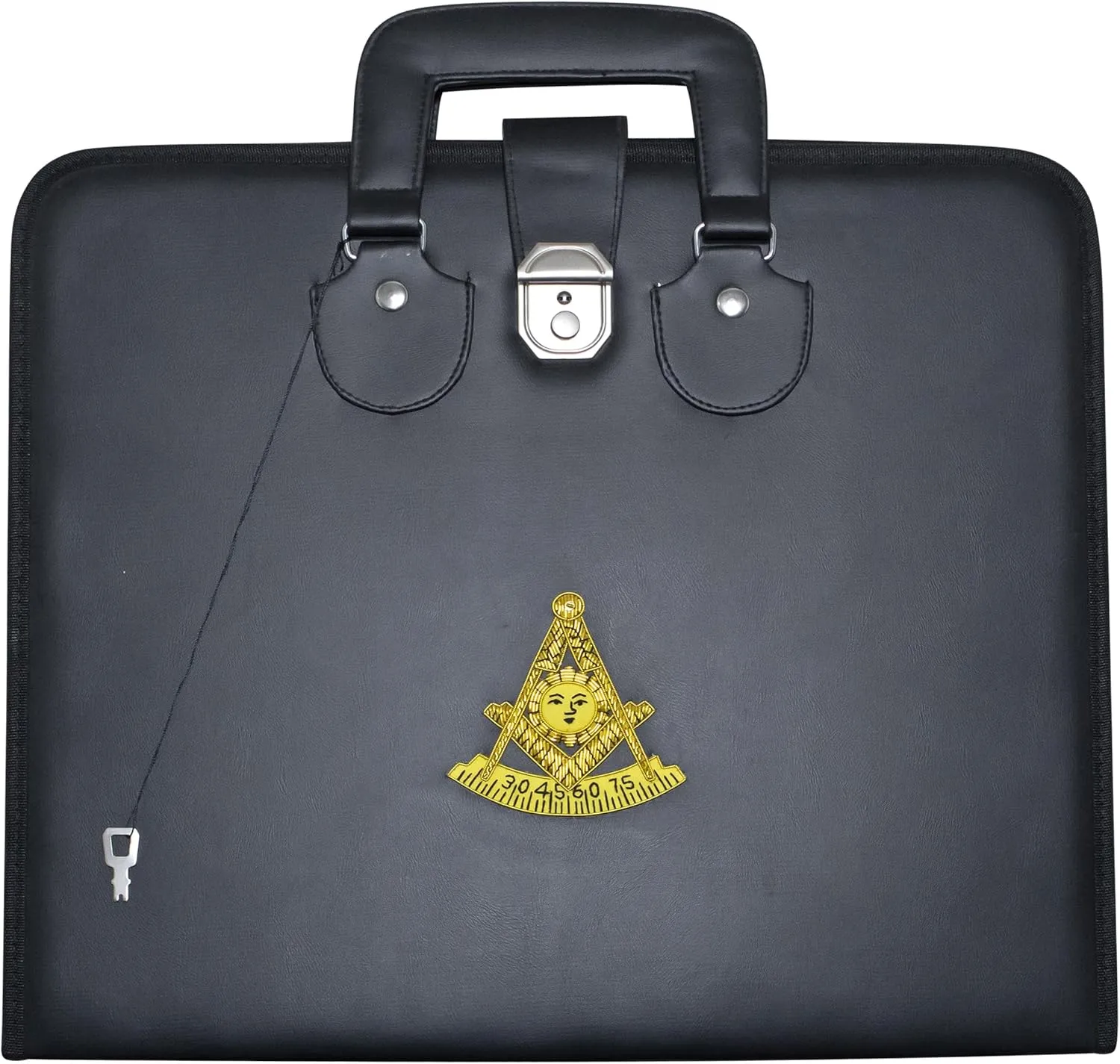 Masonic Past Master Apron Case Black Imitation Leather, Hand Embroidered Emblem| Art Portfolio Carrying Bag