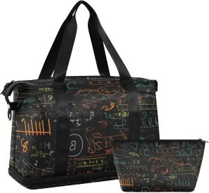 Mathematical Formulas Gym Bag - Weekender Overnight Bags for Women Men, Sport Travel Duffel Bag with Wet Pocket & Shoe Compartment