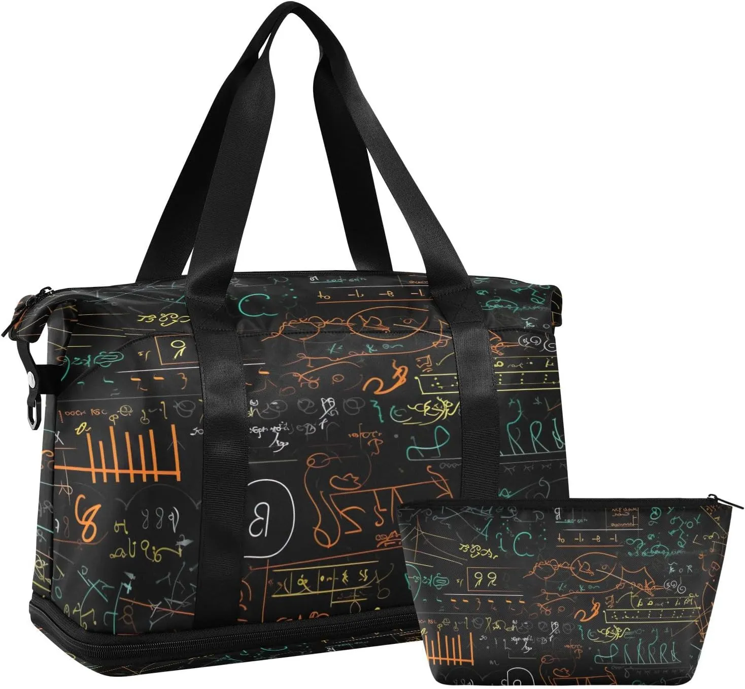 Mathematical Formulas Gym Bag - Weekender Overnight Bags for Women Men, Sport Travel Duffel Bag with Wet Pocket & Shoe Compartment