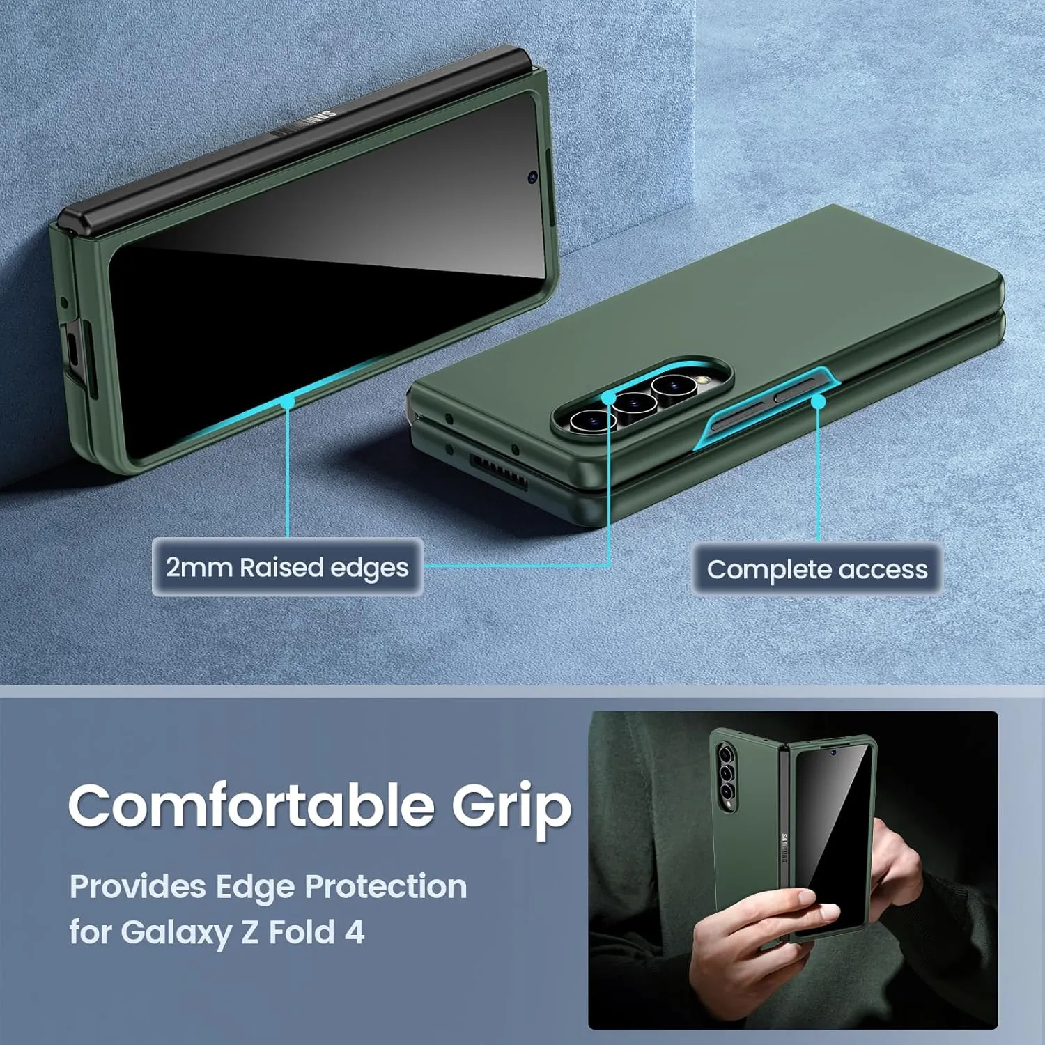 Maxdara for Samsung Galaxy Z Fold 4 Case with Built-in Privacy Screen Protector, Fold 4 Case Support Wireless Charging Shockproof Protective Phone Cover for Galaxy Z Fold4 (Green)
