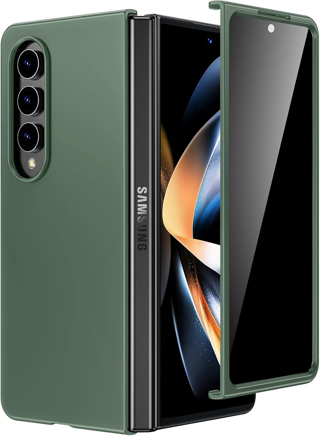 Maxdara for Samsung Galaxy Z Fold 4 Case with Built-in Privacy Screen Protector, Fold 4 Case Support Wireless Charging Shockproof Protective Phone Cover for Galaxy Z Fold4 (Green)