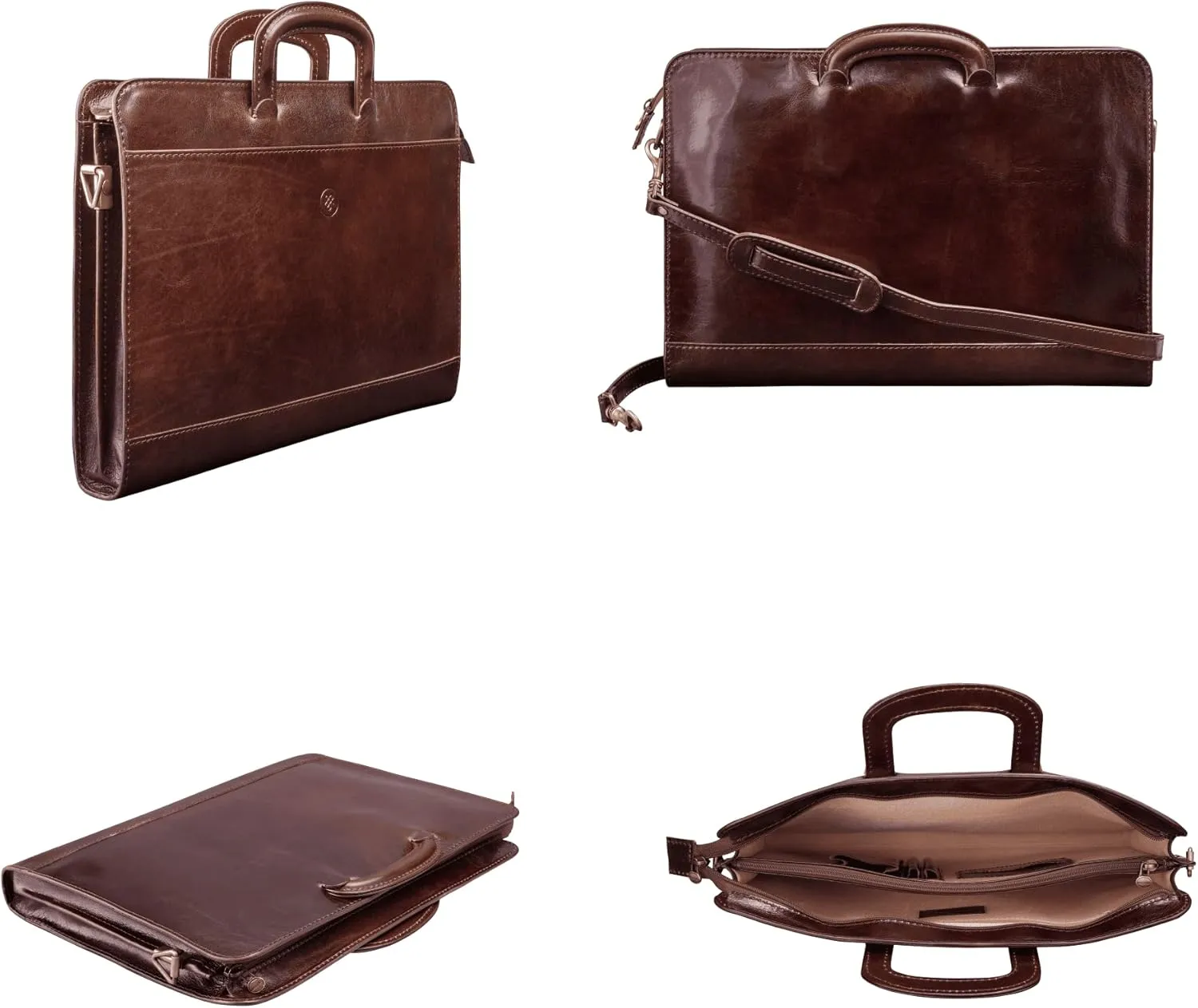 Maxwell Scott - Mens Luxury Leather Slim Document Case Portfolio with Handles - Handmade in Italy - The Barolo