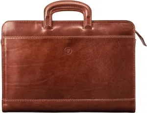 Maxwell Scott - Mens Luxury Leather Slim Document Case Portfolio with Handles - Handmade in Italy - The Barolo